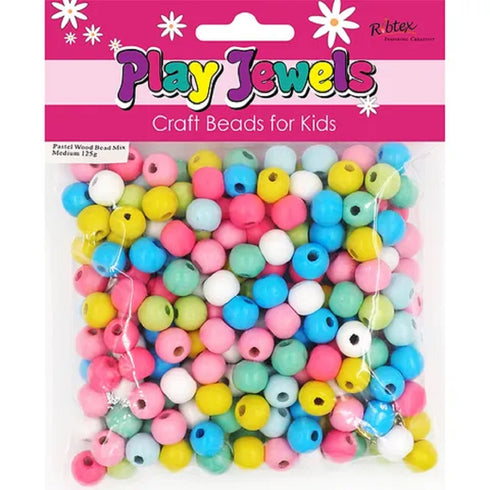 Medium Pastel Colours Wood Beads